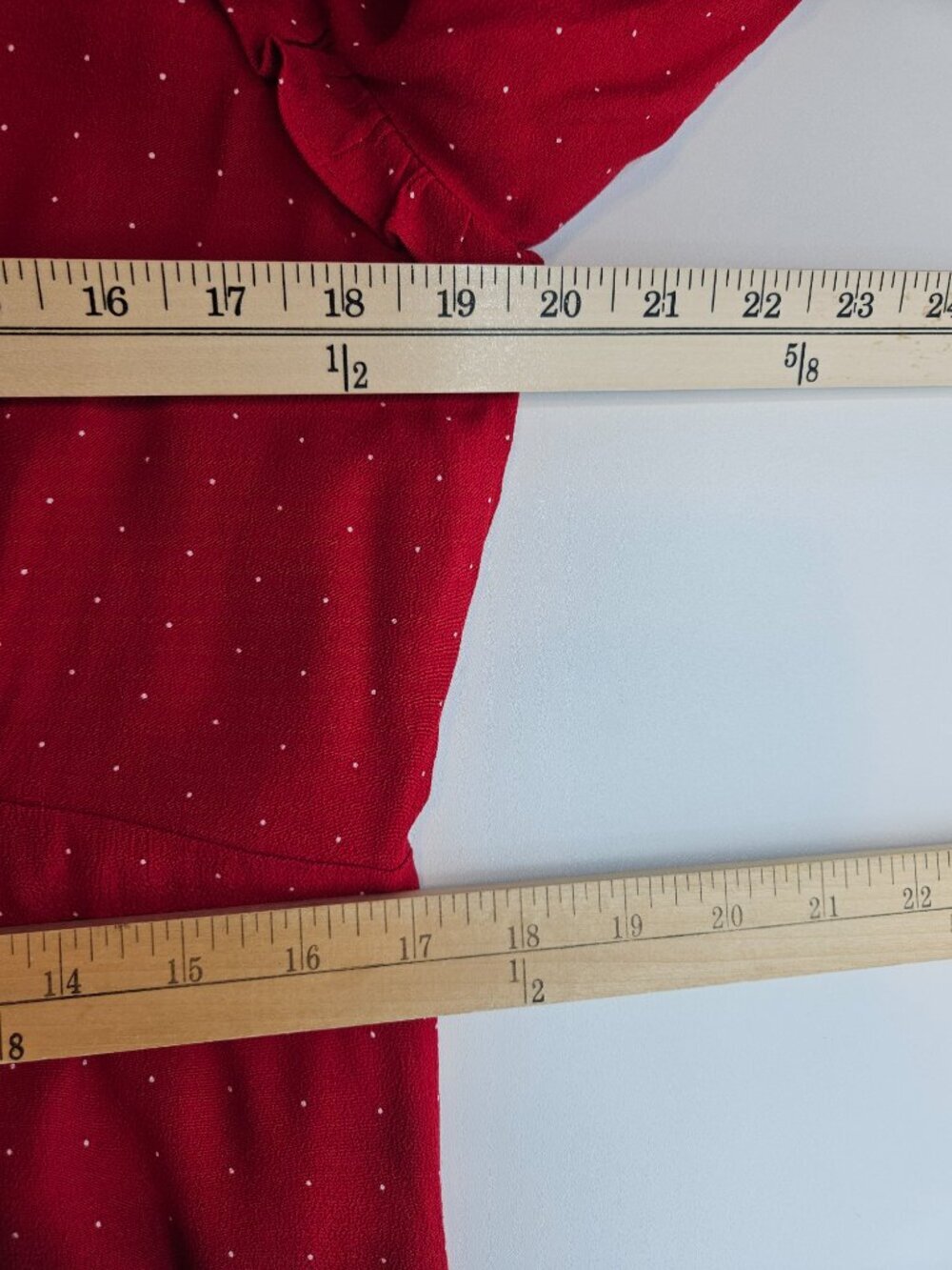 J. Crew Puff Sleeve Midi Dress In Pin Dot Red Women's Size 12 Button Front Party - Picture 12 of 13